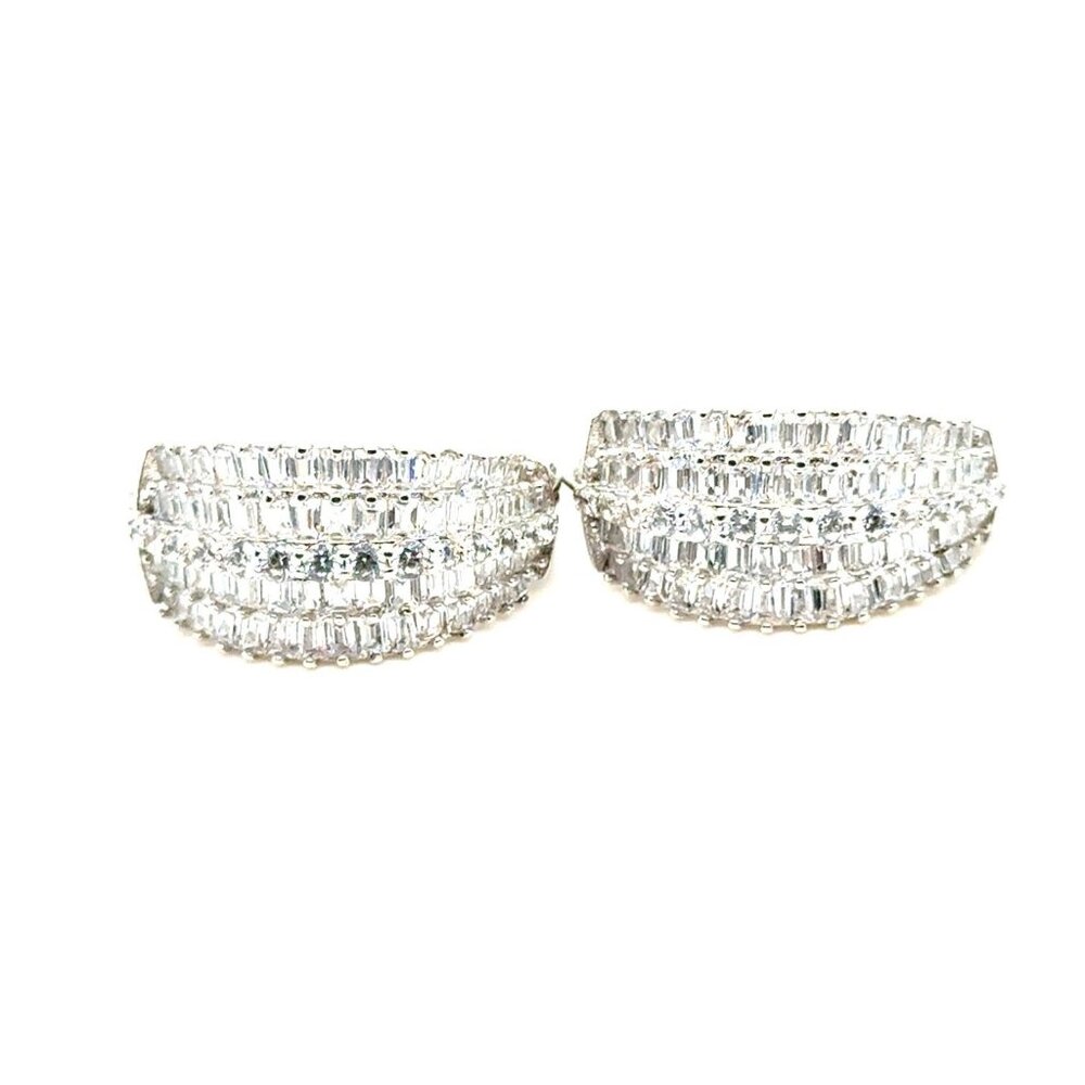 Sparkling‎ 925 Silver Layer of CZ’s Hoops Earrings